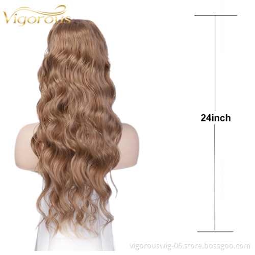 Cheapest Wholesale 100% Body Wave Synthetic Drawstring Hairpiece For Black Women Elastic Band Ponytail Hair Extensions